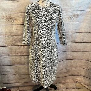 J. McLaughlin Catalyst Dress Pockets Abstract Print 3/4 Sleeves Size Medium